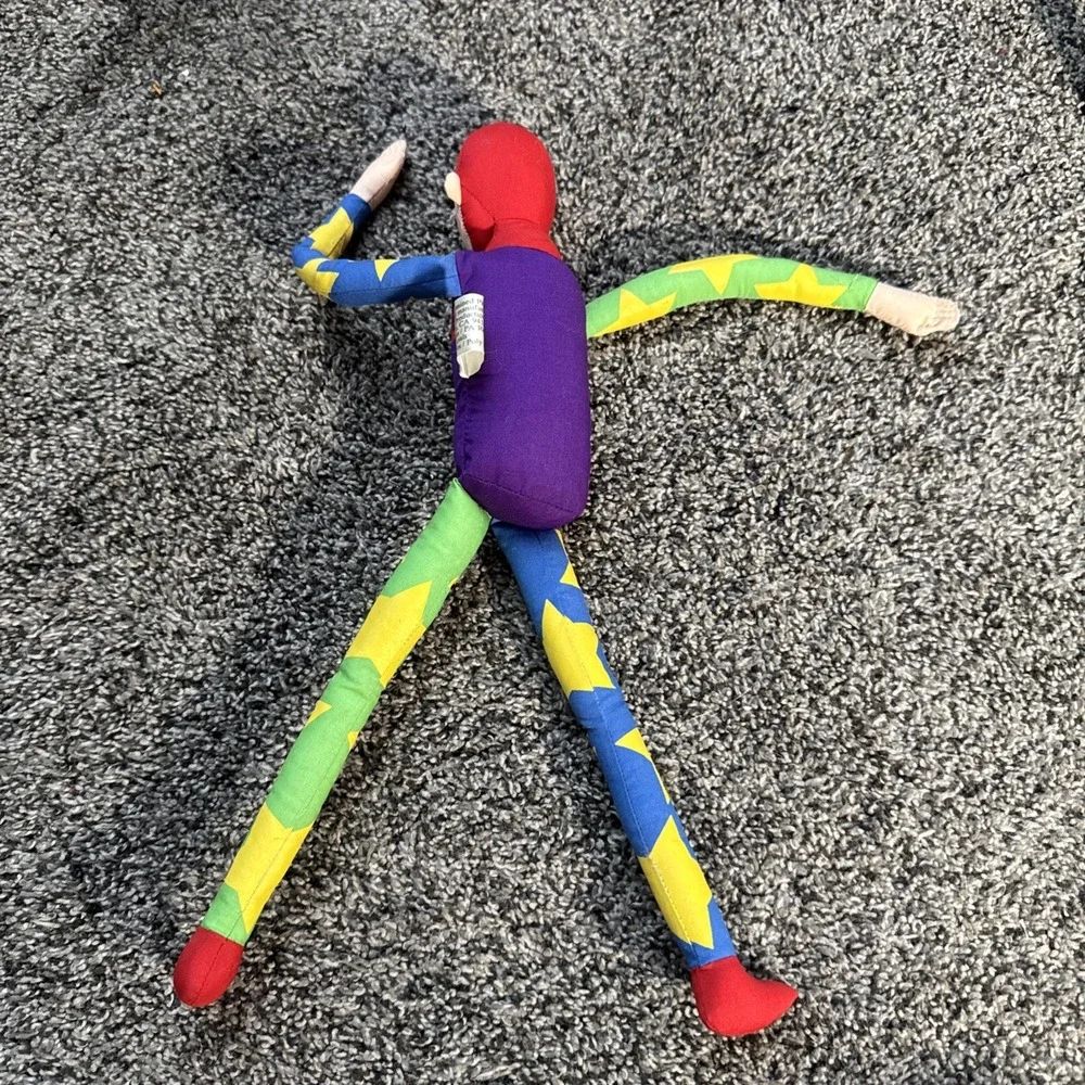 Cirque Du Soleil Blue and Yellow Plush Jester Hat Bells and Acrobat Clown Doll